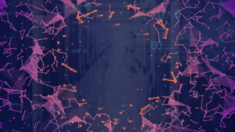 Abstract Digital Data Transfer Over Server Room Background