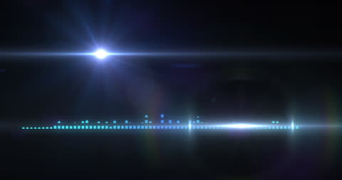 Dynamic Neon Lens Flare and Digital Waveform on Black Background