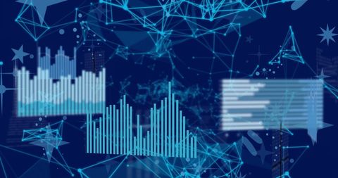 Digital Data Visualization with Abstract Network and Bar Graphs - Download Free Stock Images Pikwizard.com