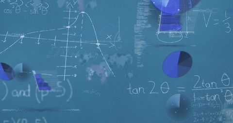 Digital Equations on Blue Background Signifying Data Processing and Analysis - Download Free Stock Images Pikwizard.com