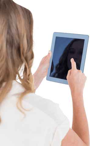 Transparent Tablet User Interface Display with Woman - Download Free Stock Videos Pikwizard.com