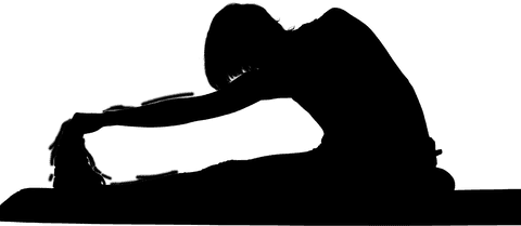 Transparent silhouette of sportsman stretching for fitness