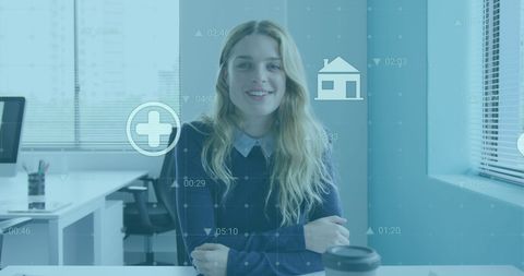 Businesswoman Analyzing Financial Data in Office Environment