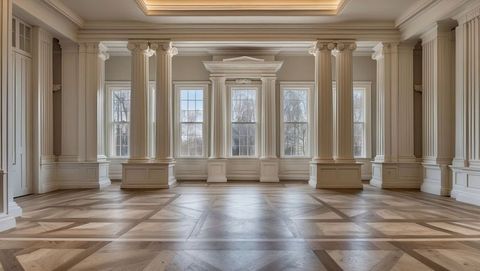 Elegant classical hall with fluted columns and parquet floor