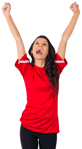 Cheering Soccer Fan with Raised Arms Celebrating Victory Transparent - Download Free Stock Videos Pikwizard.com
