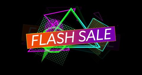 Retro eighties style flash sale advertisement with neon elements