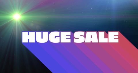 Retro Huge Sale with Rainbow Shadow and Green Light - Download Free Stock Images Pikwizard.com