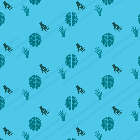 transparent seamless pattern of hands and brains on blue background - Download Free Stock Videos Pikwizard.com
