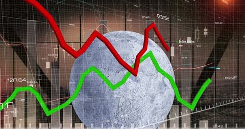 Graph Trends and Moon Visualization in Business Cityscape - Download Free Stock Images Pikwizard.com