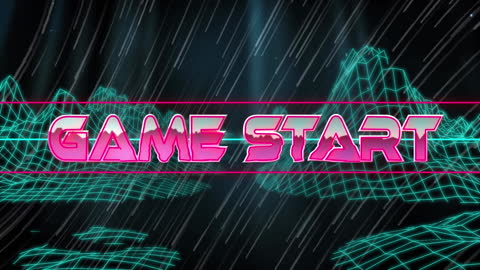 Retro Futuristic Game Start Screen with Neon Grid