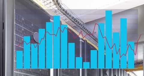 Digital Composite of Data Graphs with Server Room Background - Download Free Stock Images Pikwizard.com