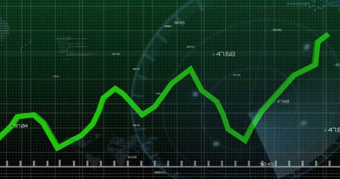 Dynamic green line graph with technology patterns