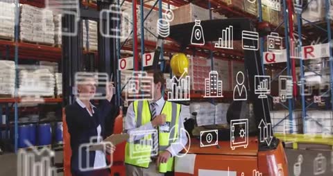 Warehouse Workers Using Technology for Inventory Management