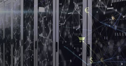 Digital Interface and Server Room with Global Business Icons - Download Free Stock Images Pikwizard.com