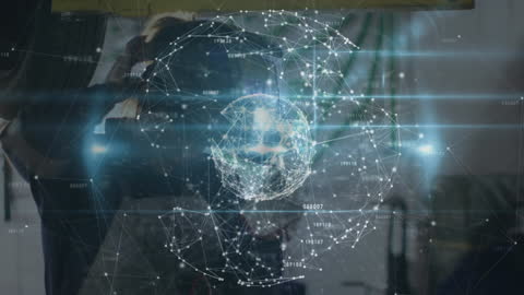 Digital Network Globe over Airplane and Businesspersons