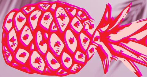 Vibrant Pink Pineapple Illustration on Gray Background