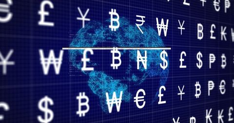 Global Currency Symbols Overlay on Digital Earth Background - Download Free Stock Images Pikwizard.com