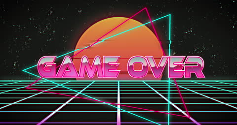 Retro Futuristic Neon Game Over Concept
