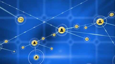 Animated Global Business Network with Blue Background