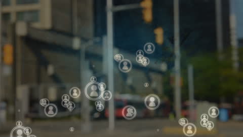 Digital Network Connections in Cityscape