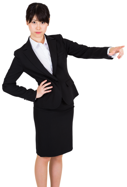 Serious Businesswoman Pointing with Determination on Transparent Background - Download Free Stock Videos Pikwizard.com