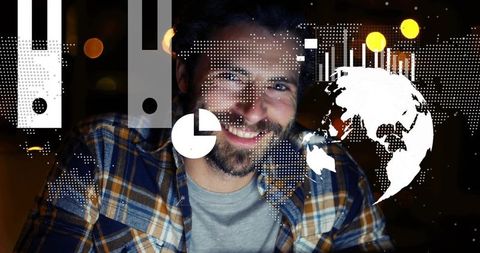 Developer analyzing live global data streams with interactive cloud globe and dashboards
