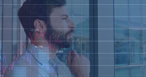 Caucasian Businessman Analyzing Financial Graph Data