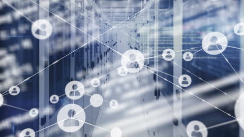 Global Network Connections in Data Center Concept Illustration