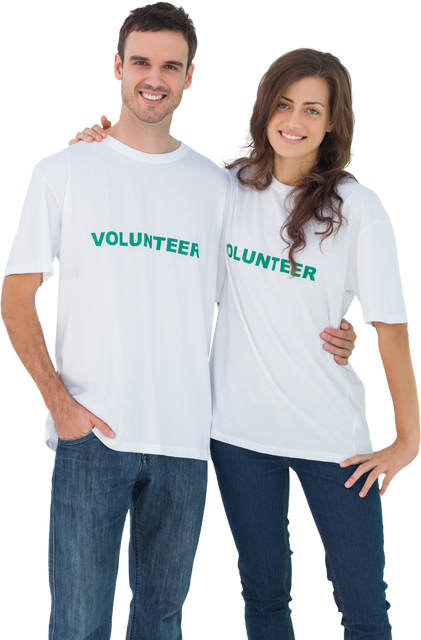 Transparent Background Smiling Volunteers in Matching T-Shirts - Download Free Stock Videos Pikwizard.com