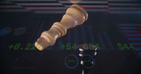 Fallen chess king symbolizes financial strategy and market trends