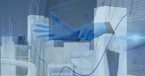 Medical professional with gloves for sterile hospital environment