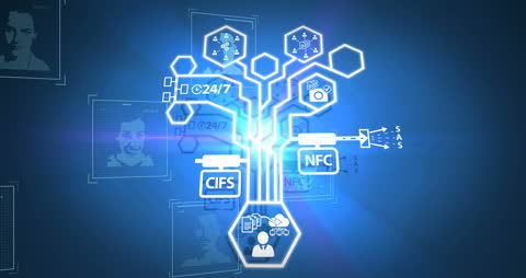 Digital Data Processing and Connectivity Conceptual Illustration
