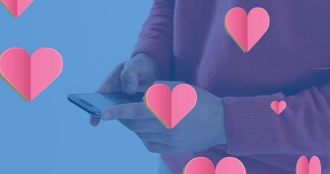 young adult messaging with floating hearts and romance symbols - Download Free Stock Images Pikwizard.com