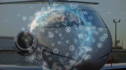 Digital Connectivity in Aviation with Translucent Globe Overlay