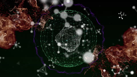 Digital Globe with Network Connections and Molecular Structures