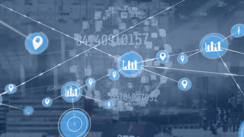 Abstract Networking Icons Representing Data Transmission