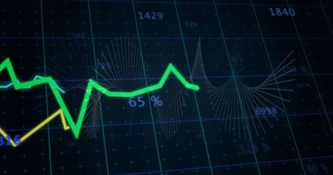 Neon Green Financial Line Graph Tracking Live Market Data on Futuristic Analytics Grid