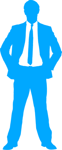 Blue Silhouette of Businessman on Transparent Background