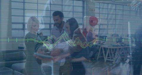 Diverse Team Analyzing Complex Financial Data Visualization