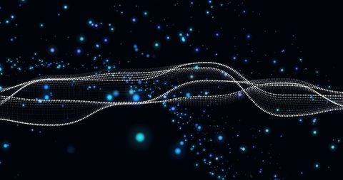 Abstract Glowing Blue Particle Waves on Black Background - Download Free Stock Images Pikwizard.com