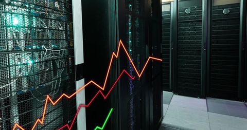 Data Processing in Server Room with Rising Graphs - Download Free Stock Images Pikwizard.com