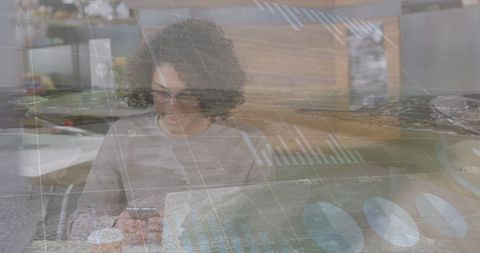 Man Analyzing Financial Data on Smartphone With Overlayed Graphs