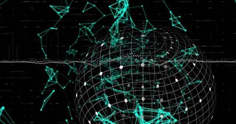 Network of Global Cyber Connections with Digital Data Waveforms - Download Free Stock Images Pikwizard.com