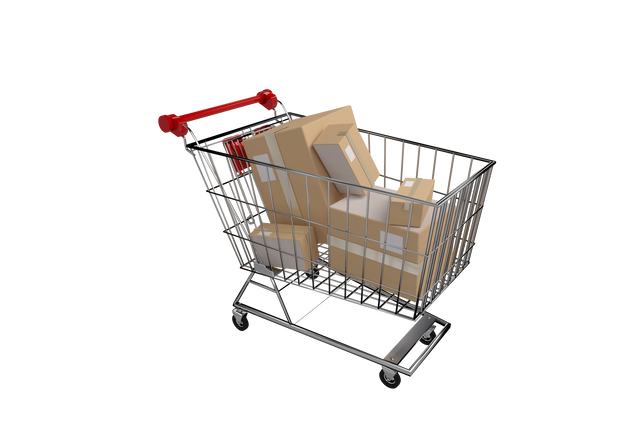 Transparent Shopping Trolley with Boxes for Online Shopping and Trade Concept - Download Free Stock Videos Pikwizard.com