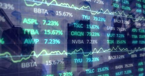 Stock Market Data Overlaid on Urban Business Skyline - Download Free Stock Images Pikwizard.com