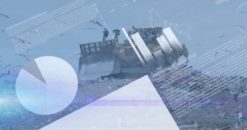 Bulldozer on Waste Dump with Overlay of Data Graphics