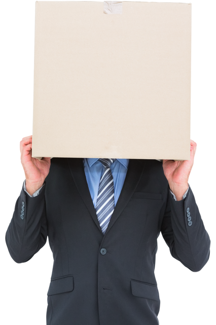 Businessman Hiding Head in Box Transparent Background Isolated - Download Free Stock Videos Pikwizard.com