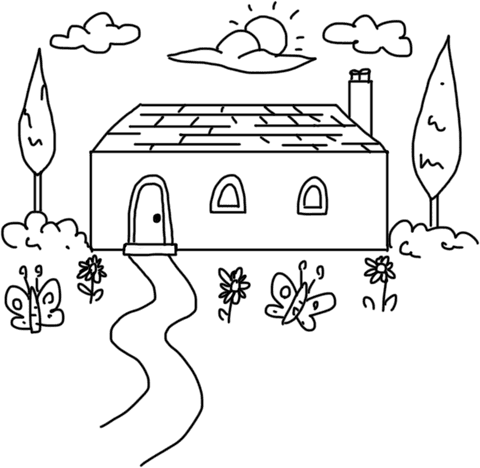 Modern house in nature with transparent background