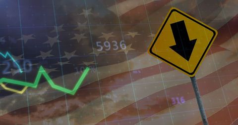 Financial Downturn Concept with US Flag and Road Sign - Download Free Stock Images Pikwizard.com