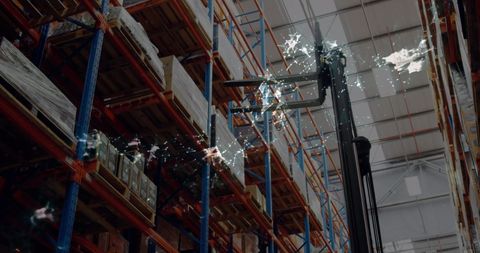 Warehouse Process with Forklift and Dynamic Neon Overlays - Download Free Stock Images Pikwizard.com